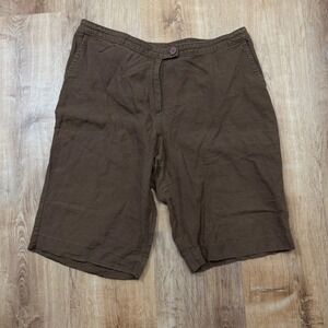 J Jill‎ Women 18 Brown Linen Below Waist Genuine Fit Shorts